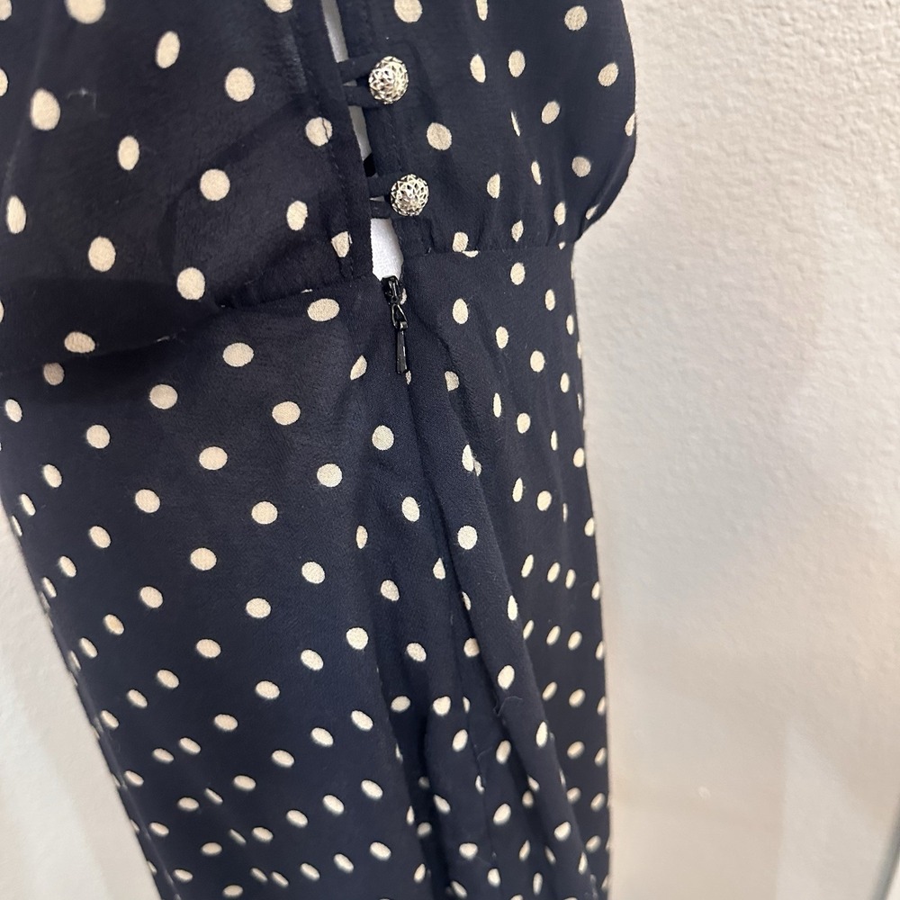 Zimmerman Black Mischief Polka Dot Crepe Dress Sheer Flared Sleeve Sz 3 US‎ 10 - Picture 6 of 12